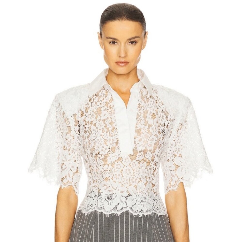 Helsa The Lace Shirt With Shoulder Pad